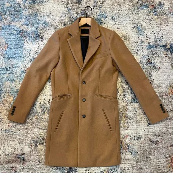 ASOS Camel Overcoat 34R (Wool Blend)